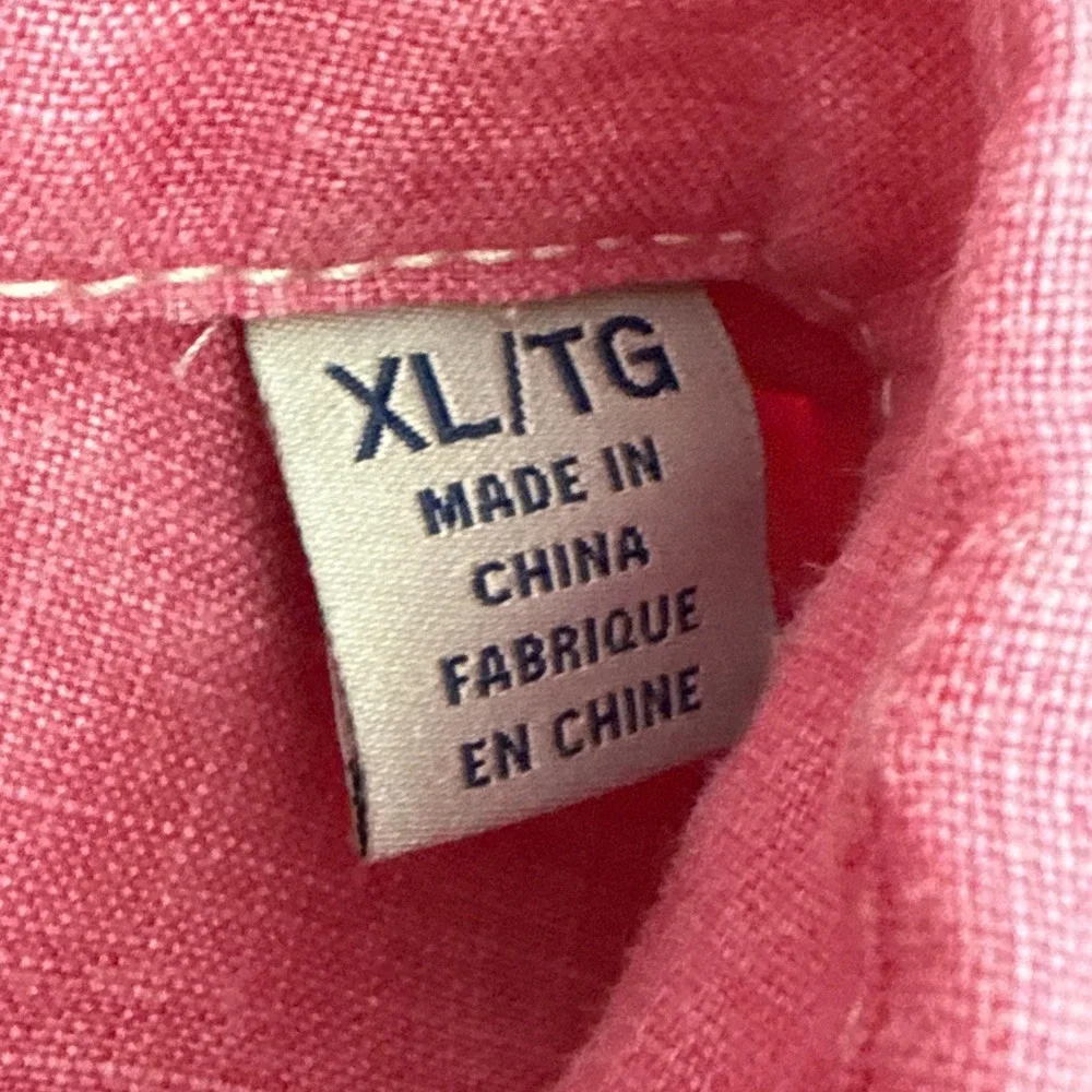 TOMMY BAHAMA Shirt Men's XL Pink Chambray 100% Linen Long Sleeve Breathable - Picture 6 of 11